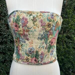 Tic Toc Floral Tapestry Lace Up Corset Women’s Small Cottage